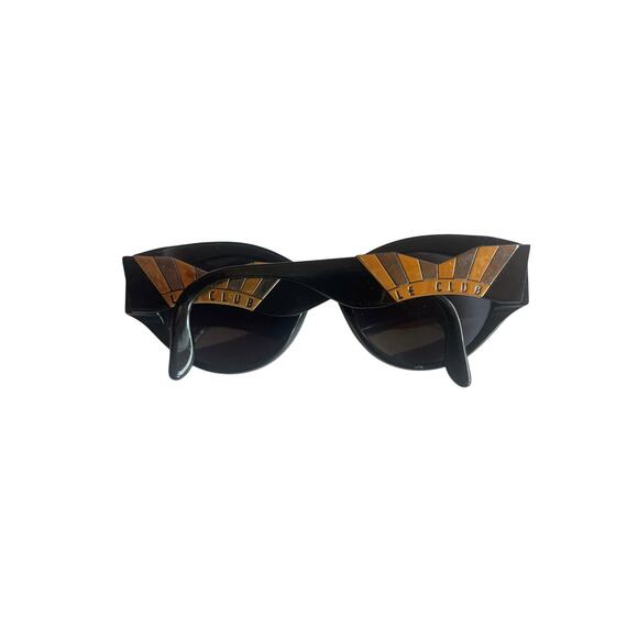 Vintage 80s LE CLUB Actif Sunglasses Black Gold Silver RARE CHUNKY RETRO SLEAZE - Picture 4 of 8